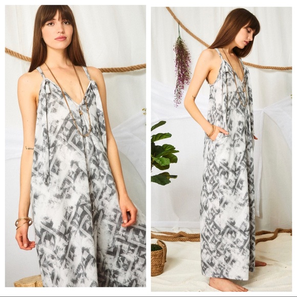 Tie dye Fabulous Tie Shoulder wide leg jumpsuit - Picture 4 of 4